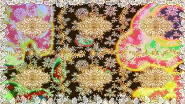 Barok tarzında kusursuz bir doğulu süsü. Kahverengi renkli ve altın elementli geleneksel klasik altın sarısı desen.