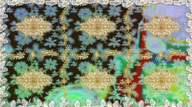 Tarafsız renklerde grafiksel modern kusursuz desen. Kusursuz çiçek deseni. Duvar kâğıdı barok, İspanyol kumaşı. Kusursuz raster arkaplanı.