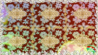 Altın elementlerle nötr renklerde altın desen. Kusursuz altın desen. Raster doğulu süsü.