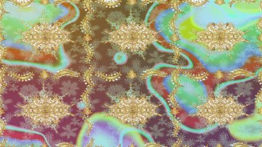 Geleneksel klasik raster altın pürüzsüz desen. Tarafsız renklerde altın elementler. Barok tarzında kusursuz bir doğulu süsü..