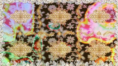 Tarafsız renklerde ve altın elementlerle geleneksel klasik altın raster deseni. Barok tarzında kusursuz bir doğulu süsü..