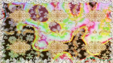 Tekrarlayan elementlerle kusursuz soyut arkaplan. Tarafsız ve altın desenli. Zarif raster klasik desen.