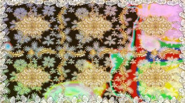 Tarafsız renklerde ve altın elementlerle geleneksel klasik altın raster deseni. Barok tarzında kusursuz bir doğulu süsü..