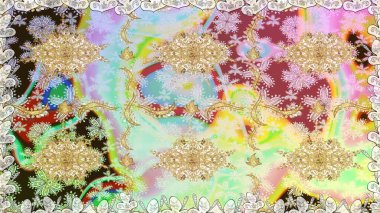 Kusursuz raster arka plan. Tarafsız renklerde grafiksel modern kusursuz desen. Kusursuz çiçek deseni. Duvar kâğıdı barok, İspanyol kumaşı.