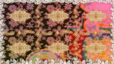 Klasik klasik klasik arka plan. Geleneksel oryantasyon süsü. Kahverengi renklerde, altın elementlerle kusursuz desen. Klasik raster altın pürüzsüz desen.