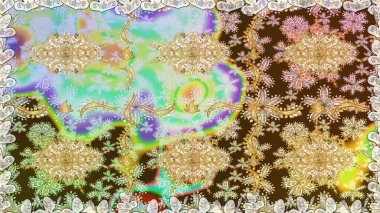 Raster oryantal süs. Tarafsız renklerde, altın elementlerle kusursuz desen. Kusursuz altın desen.