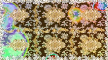 Kahverengi renklerde, altın elementlerle kusursuz desen. Raster oryantal süs. Kusursuz altın desen.