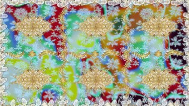 Çizgi sanatı tasarım şablonu için kusursuz sınır. Altın desenli çiçek dekoru. Doğu tarzı element. Tarafsız renklerde altın element. Davetiyeler, kartlar, web sayfası için Raster illüstrasyonu.