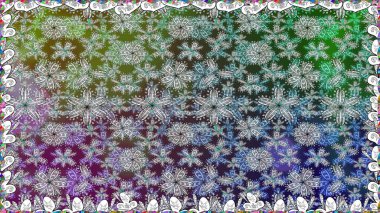 Eski moda arka plan. Güzel, parlak, pürüzsüz kumaş, tuval. Çiçek çelengi. Raster illüstrasyonu. Kıvırcık, parlak örgü. Şablon, pürüzsüz, çiçekli kenar..