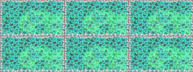 Raster illüstrasyonu. Kumaş, kağıt, ambalaj kâğıdı ve duvar kağıdı tasarımı için hoş bir arka plan. Mavi ve yeşil arka planda kelebek olan kusursuz desen.