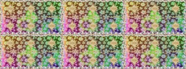 Raster illüstrasyonu. Tarafsız renklerde, altın elementlerle klasik, pürüzsüz desen.