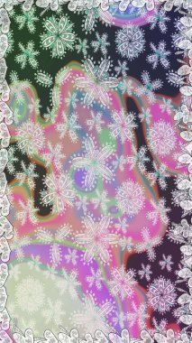 El çizimi. Güzel kumaş deseni. Raster illüstrasyonu. Çiçekler, dallar, otlar ve çiçekler.