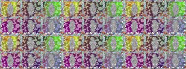 Renkli grunge, koloni çiçekleri ile soyut bir arka plan oluşturur. Parmak izi, kumaş, duvar kâğıdı, tekstil için raster dokusu. İşlemeli çiçek desenli..