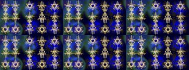 Renkli arka planda izole kar taneleri. Raster illüstrasyonu. Yüzey için tekrarlanan doku, ambalaj kağıdı, mavi, siyah ve gri renkler. Kış kar tanesi, raster arkaplan.