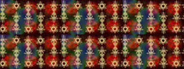 Renkli arka planda izole tatlı kar taneleri. Kahverengi, kırmızı ve yeşil renkli kar taneleri. Raster illüstrasyonu.