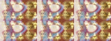 Kar tanelerinin soyut arkaplanlı Noel şablonu. Raster illüstrasyonu. Noel ve yeni yıl moda baskıları için tatil tasarımı. Altın kar taneleri.