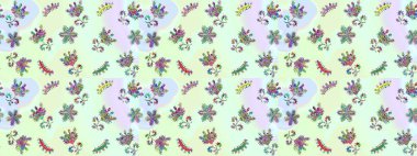 Raster illüstrasyonu. Soyut kar taneleri arkaplanda izole edilmiş düz dizayn. Kar taneleri deseni. Raster kar taneleri arka planda. Kar tanesi renkli desen.