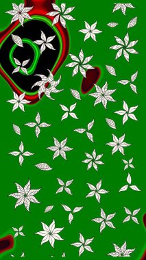 Düz Çiçek Elementleri Tasarımı. Sevimli çiçek raster deseni. Renkli Yaz Temalı eskiz kalıbı. Yeşil renkte çiçekler.