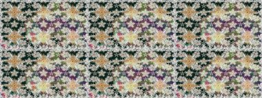 Raster deseni. Ağaç dallı bahar çiçekleri, çiçek siluetiyle nötr renkler.