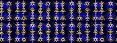 Siyah, mavi ve gri kar taneleri. Noel ve yeni yıl moda baskıları için tatil tasarımı. Raster illüstrasyonu. Kar tanelerinin soyut arkaplanlı Noel deseni.