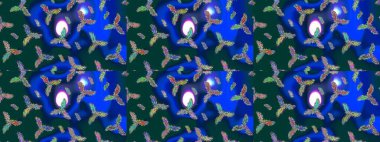 Kar tanesi rengarenk desen. Soyut kar taneleri arkaplanda izole edilmiş düz dizayn. Raster kar taneleri arka planda. Kar taneleri deseni. Raster illüstrasyonu.