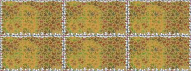 Kusursuz renksiz desen. Raster illüstrasyonu. Kitap sayfaları için çiçek ormanlarında uçan güzel kelebekler. Fantezi güzel illüstrasyon. Sarı ve kahverengi renkli resimler.