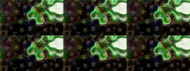 Siyah ve yeşil renkli kar tanesi süsü. Kar tanesi süsü Raster illüstrasyonu. Güzel süs eşyası. Kar taneleri izole edildi.