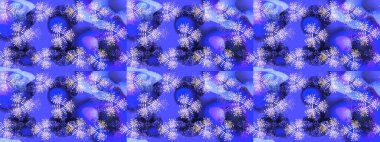 Kış konsepti Raster illüstrasyonu. Mor, mavi ve nötr renklerdeki kar tanelerinden oluşan kış deseni. Düz yatıyordu.