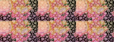 Raster illüstrasyonu. Pembe renkli çiçekler. Çiçek süslemeli çizim deseni.