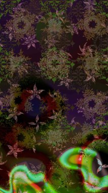 Raster illüstrasyonu. Yılbaşı kış tasarımı için renkli kar taneleri. Kar tanesi karalaması grafikleri elle çizilmiş.