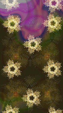 Kahverengi, gri ve yeşil renklerde şirin soyut kar tanesi raster tasarımı. Düz kar karalama ikonları, yılbaşı afişi için kar taneleri silueti, kartlar. Yeni yıl kar tanesi.