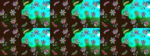 Kar Tanesi Mozaik ikonu. Kahverengi, mavi ve yeşil siluet kar tanesi işareti. Düz dizayn. Sembol kışı, donmuş, Noel, yeni yıl tatili. Grafiksel element dekorasyonu. Raster illüstrasyonu.