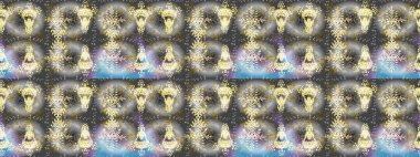 Çiçek Elementleri 'nin soyut geçmişi. Raster illüstrasyonu. Raster kış deseni. Altın renkler üzerine tasarım.