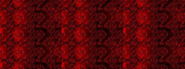 Raster illüstrasyonunda kusursuz çiçek deseni. Kırmızı, siyah ve kahverengi renkte çiçekler.