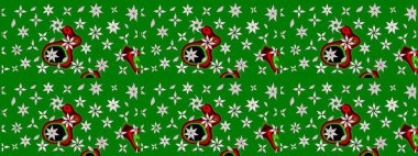 Yeşil renkli çiçekler. Düz Çiçek Elementleri Tasarımı. Renkli Bahar Teması eskiz kalıbı. Raster illüstrasyonunda çiçek deseni çizimi.