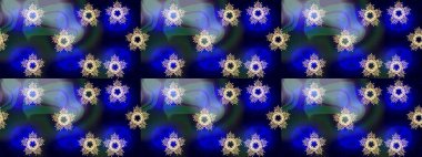 Sihirli mavi, siyah ve nötr tatil soyut arka plan yıldız ve düşen kar taneleri. Raster illüstrasyonu. Noel mavisi, siyah ve nötr.