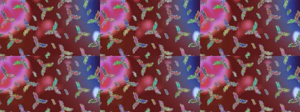 Düz kar karalama ikonları, kar taneleri kahverengi, kırmızı ve menekşe renkli siluetler noel afişi, kartlar. Yeni yıl kar tanesi. Güzel soyut kar tanesi raster tasarımı..