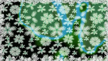 Raster illüstrasyonu. Yeşil renkli çiçekler. Kusursuz çiçek deseni duvar kağıdı için kullanılabilir.