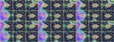 Raster illüstrasyonu. Süslü dekorasyon. Damask altın soyut çiçek deseni mavi renkler üzerine çizim.