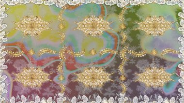 Tarafsız renklerde ve altın elementlerle geleneksel klasik altın raster deseni. Barok tarzında kusursuz bir doğulu süsü..