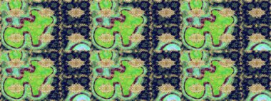 Eskiz kalıbı altın elementler. Yeşil renkte Royal retro. Raster illüstrasyonu. Kart, duvar kağıdı, ambalaj ve tekstil için klasik tasarım. Klasik çiçek dokusu. Altın şablon.