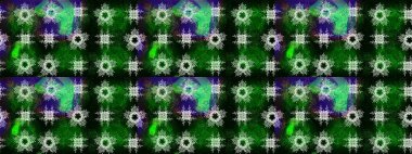 Kar tanelerinin soyut arkaplanlı Noel şablonu. Yeşil, mavi ve siyah kar taneleri. Raster illüstrasyonu. Noel ve Yeni Yıl moda baskıları için tatil tasarımı.