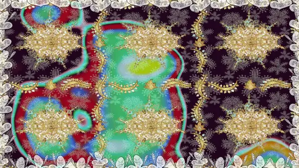 Kahverengi renklerde altın desenler ve altın elementler. Geleneksel oryantasyon süsü. Kusursuz klasik raster altın desenli. Klasik vintage arkaplan.