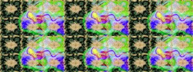 Altın şablonu çiz. Yeşil renkler ve altın elementler üzerine çizim. Raster doğulu süsü.