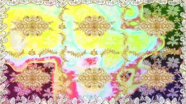 Altın elementlerle nötr renklerde altın desen. Düz elle çizilmiş klasik koleksiyon. Arkaplan, kumaş, altın duvar kağıdı. Raster altın pürüzsüz desen.