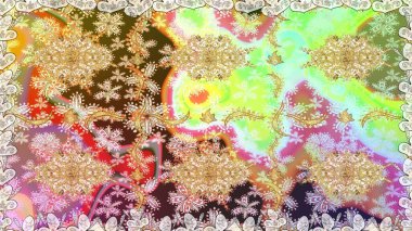 Tarafsız renklerde altın elementler. Geleneksel klasik raster altın pürüzsüz desen. Barok tarzında kusursuz bir doğulu süsü..