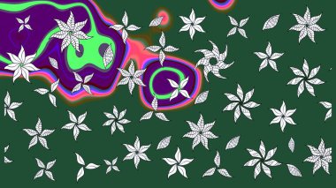 Renkli Bahar Teması eskiz kalıbı. Güzel çiçek deseni. Düz Çiçek Elementleri Tasarımı. Yeşil renkte çiçekler.