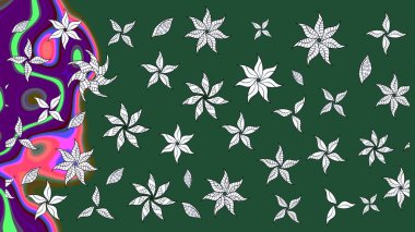 Yeşil renkte güzel çiçekler, suluboya desenli, duvar kağıdı, kart ya da kumaş için fayanslı eskizler. Raster..