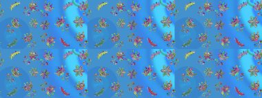 Raster illüstrasyonu. Kışın sembolü. Kar tanesi kışı. Renkli arkaplanda izole suluboya kar taneleri.