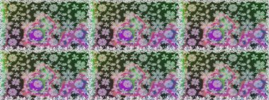 Çiçeklerle kusursuz desen. Yeşil ve gri renkli çiçekler. Suluboya çizimi. El çizimi.